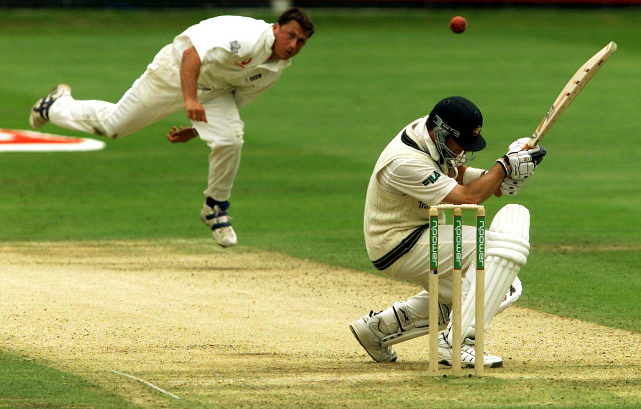 Mark Waugh avoids a Darren Gough bouncer, England v Australia, 2nd Test, Lord's, 2nd day, July 20, 2001