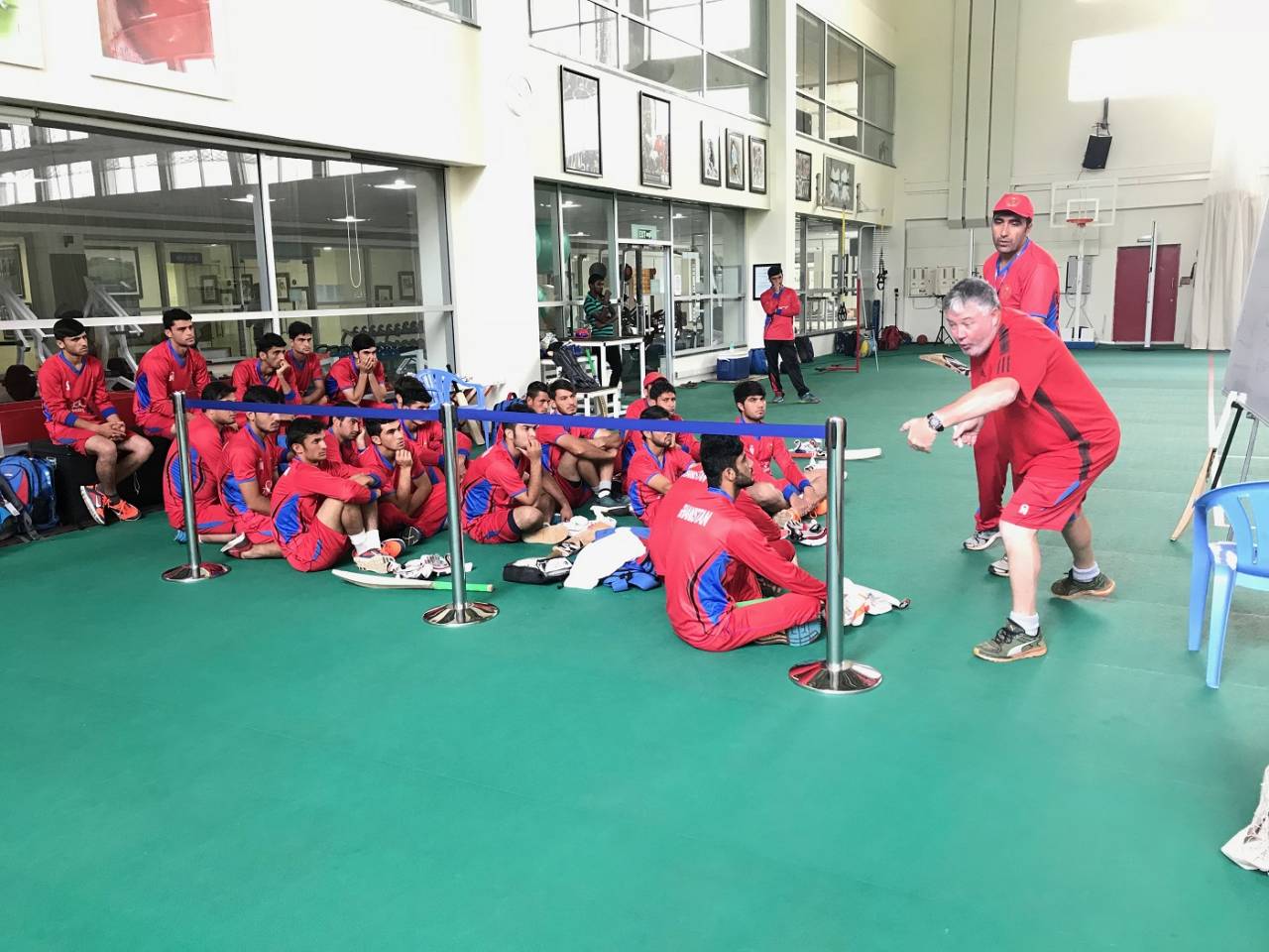 Afghanistan Under-19 coach Andy Moles addresses his team, Under-19 World Cup 2018, January 12, 2018
