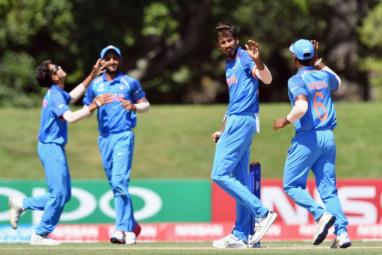 Ishan Porel took Pakistan's first four wickets, Pakistan v India, U-19 World Cup semi-final, Christchurch, January 30, 2018