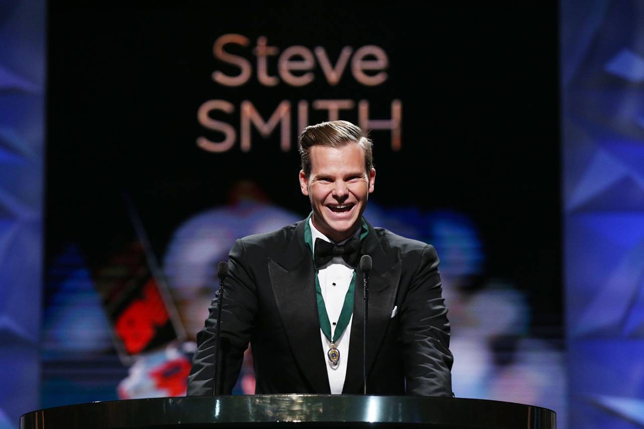 Steven Smith speaks after winning the Allan Border medal, Melbourne, February 12, 2018