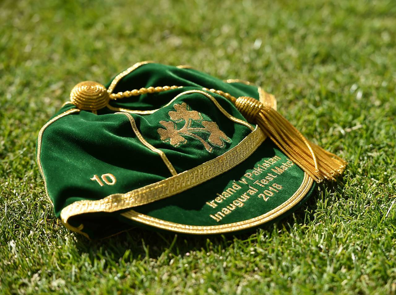 The commemorative cap handed to the Ireland players, Ireland v Pakistan, Only Test, Malahide, 2nd day, May 12, 2018