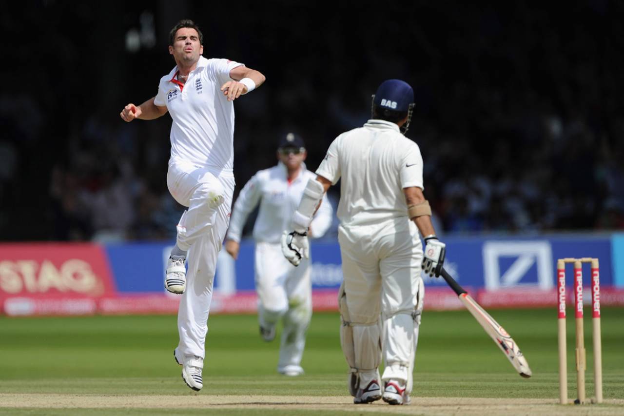 James Anderson roars in celebration of Sachin Tendulkar's departure, England v India, 1st Test, Lord's, 5th day, July 25, 2011