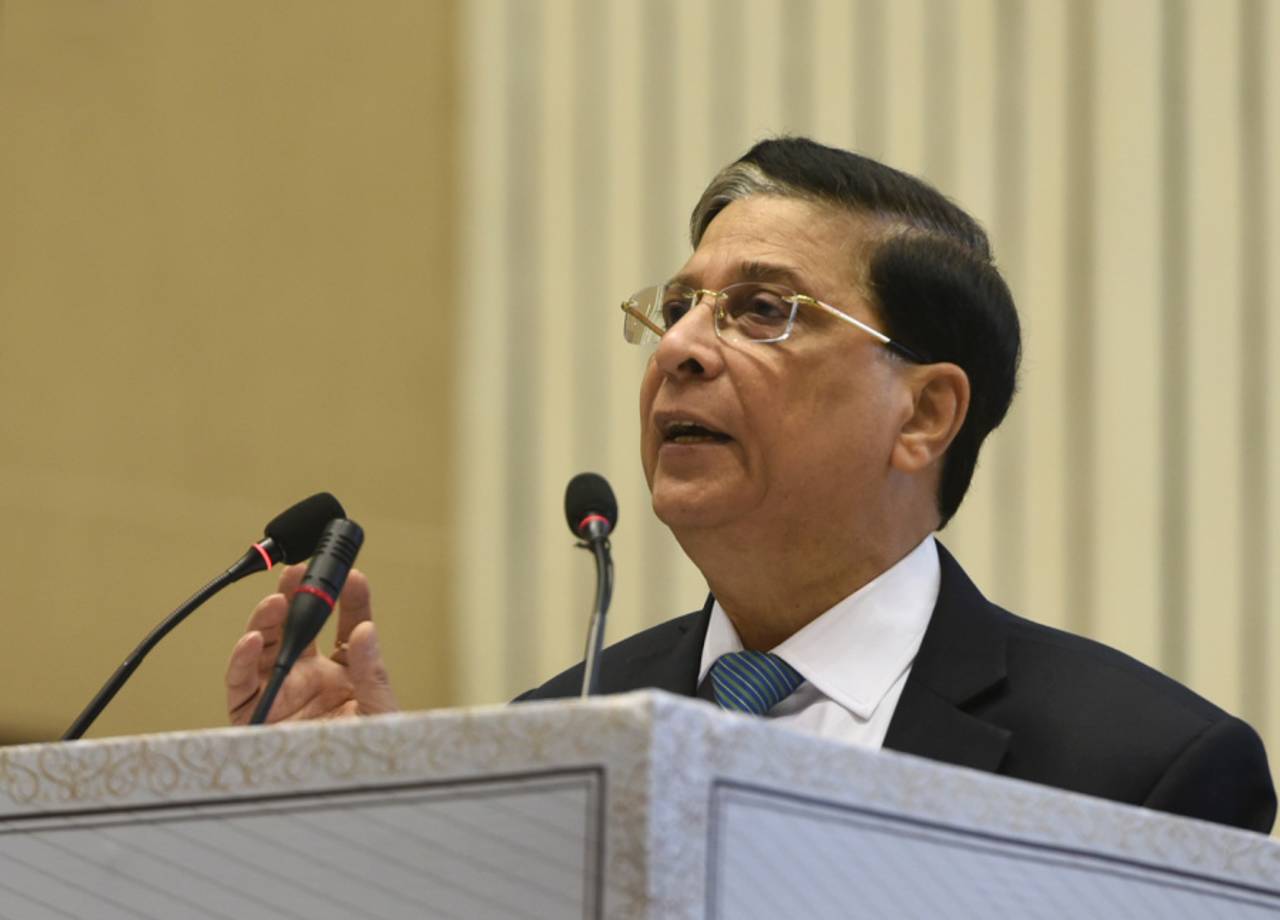 Dipak Misra, Chief Justice of India, addresses a conference on the occasion of National Law Day, New Delhi, November 26, 2017

