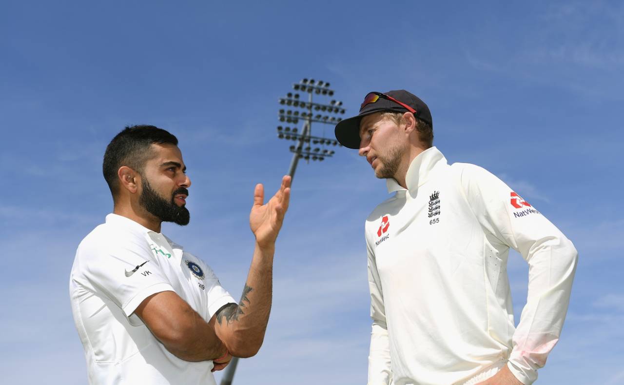 Virat Kohli in a chat with Joe Root, England v India, 1st Test, Edgbaston, day four, August 4, 2018