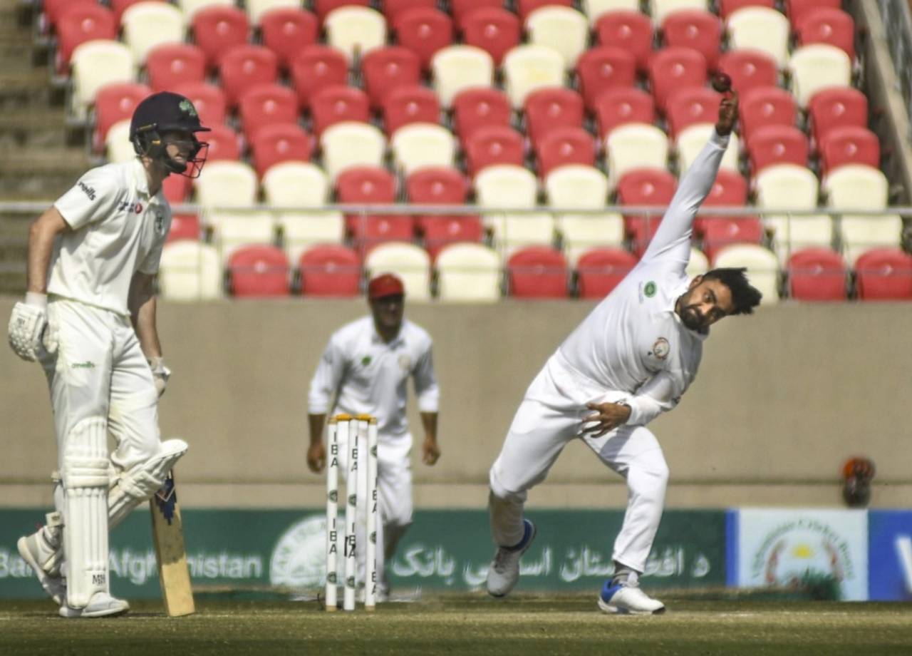 Rashid Khan picked up a five-for in Ireland's second innings, Afghanistan v Ireland, only Test, Dehradun, 3rd day, March 17, 2019