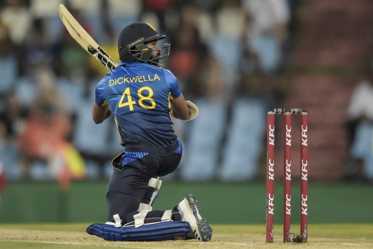 Niroshan Dickwella plays a scoop, South Africa v Sri Lanka, 2nd T20I, Centurion, March 22, 2019