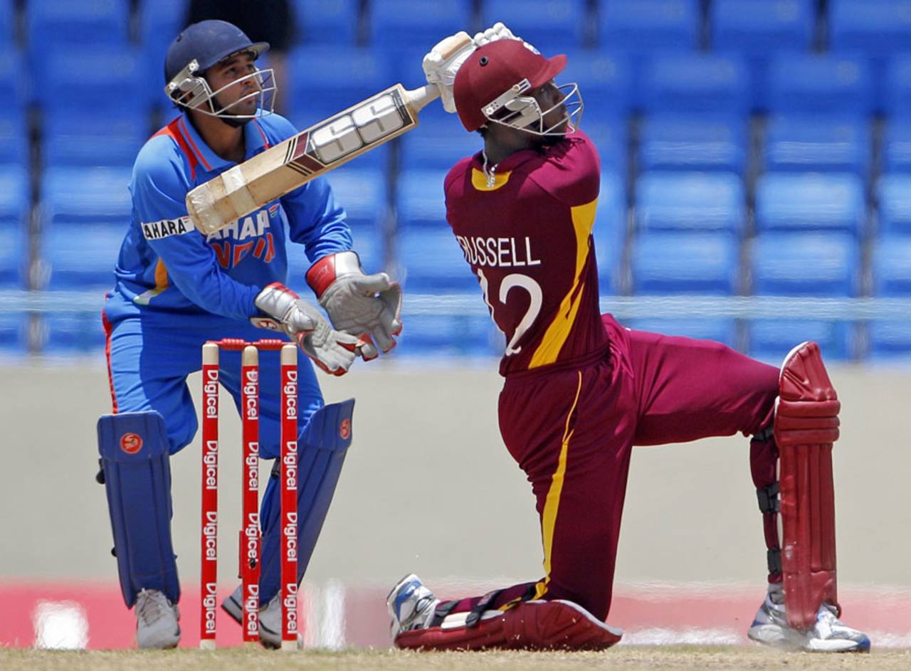 Against India in Antigua in 2011, Andre Russell took West Indies from 96 for 7 to 225, smashing an unbeaten 62-ball 92&nbsp;&nbsp;&bull;&nbsp;&nbsp;Associated Press