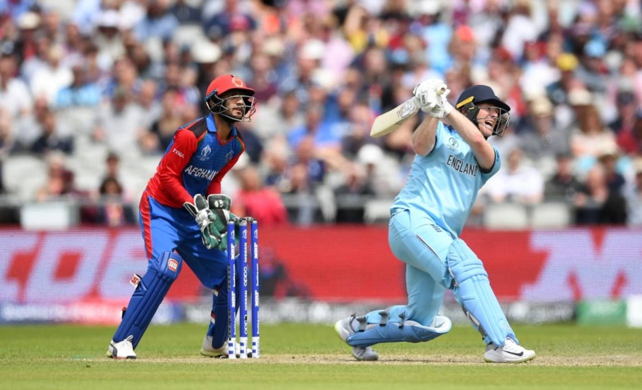 England scored 25 sixes and 21 fours in their 2019 World Cup match against Afghanistan, with Eoin Morgan contributing 17 of those sixes&nbsp;&nbsp;&bull;&nbsp;&nbsp;Getty Images