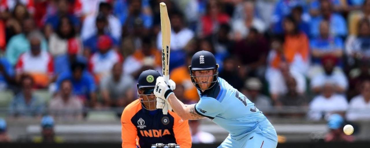 Ben Stokes attempts a reverse sweep, England v India, World Cup 2019, Edgbaston, June 30, 2019