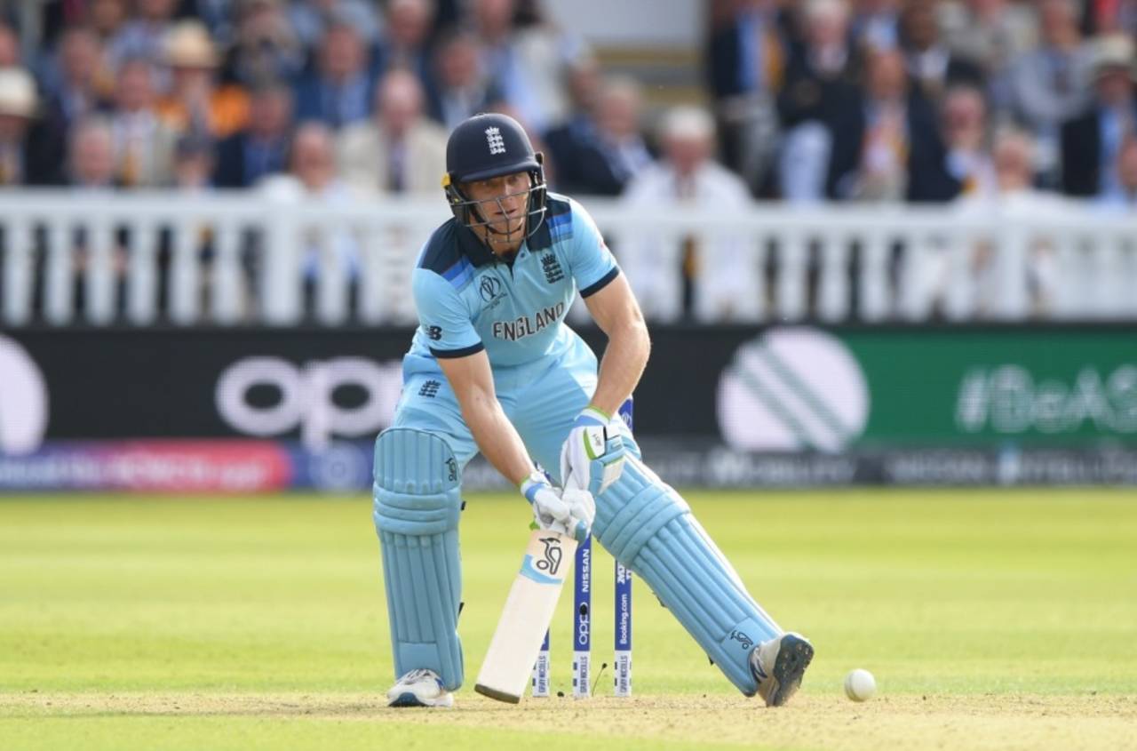 Jos Buttler plays a trademark ramp shot, England v New Zealand, World Cup 2019, Lord's, July 14, 2019