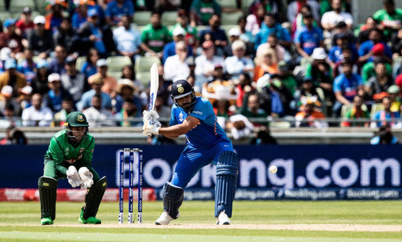Rohit Sharma lines up to hit a six, Bangladesh v India, World Cup, Edgbaston, July 2, 2019