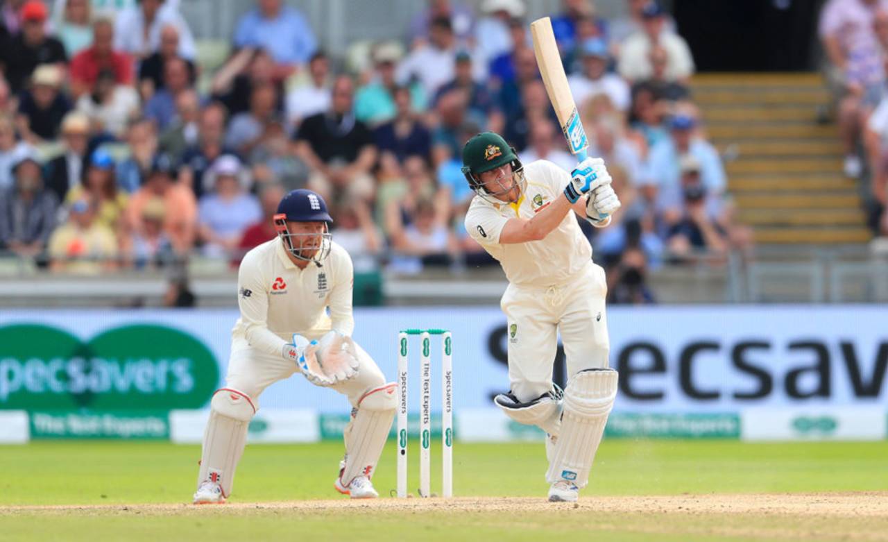 Steve Smith drives through the leg side, England v Australia, 1st Ashes Test, Edgbaston, 3rd day, August 3, 2019