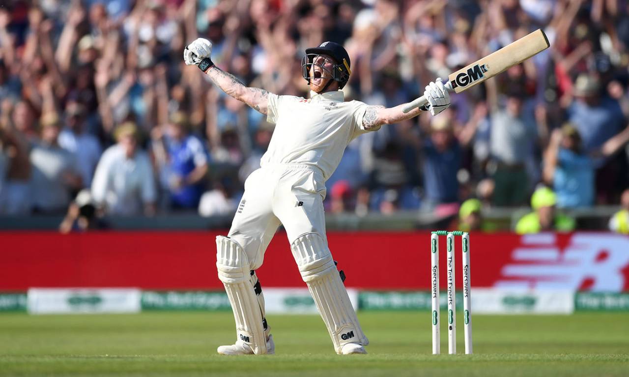 Ben Stokes lets out a roar after sealing England's win, England v Australia, 3rd Ashes Test, Headingley, August 25, 2019