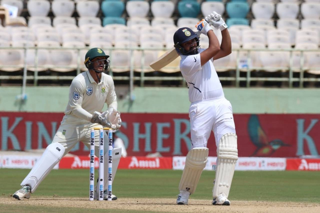 Rohit Sharma launches one over long-on, India v South Africa, 1st Test, Visakhapatnam, Day 1, October 2, 2019