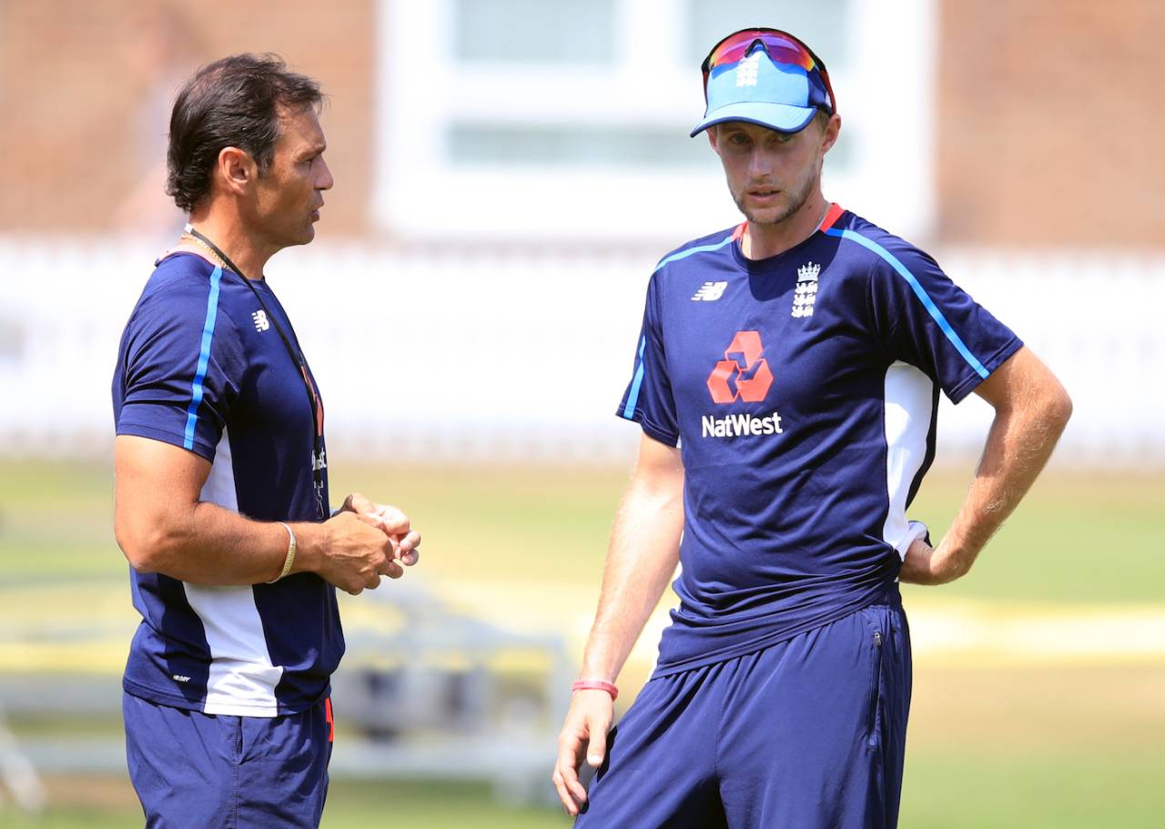 England's Joe Root and Mark Ramprakash during the nets session at Lord's, London, August 07, 2018