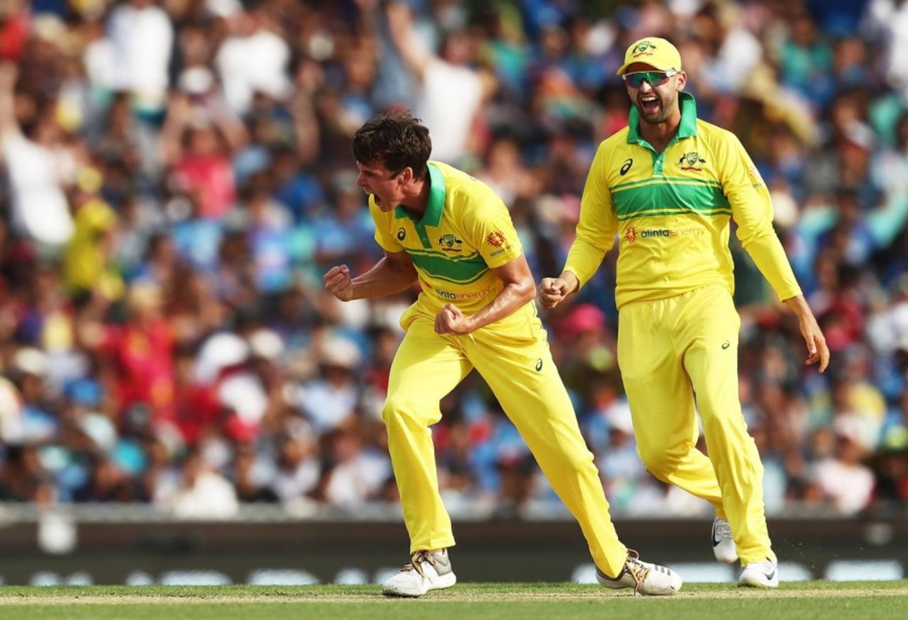 Jhye Richardson roars after dismissing Virat Kohli, Australia v India, 1st ODI, Sydney, January 12, 2019