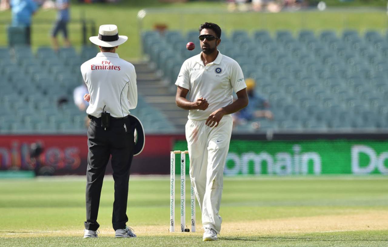 R Ashwin prepares to bowl, Australia v India, 1st Test, 4th day, Adelaide Oval, December 9, 2018 