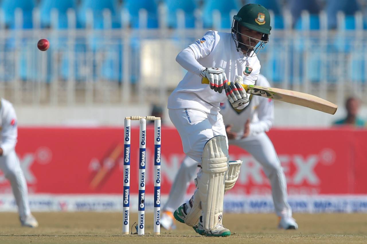 Mominul Haque pats one away, Pakistan v Bangladesh, 1st Test, Rawalpindi, 1st day, World Test Championship, February 7, 2020
