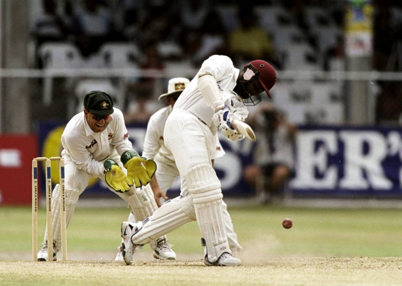 Brian Lara drives on his way to an unbeaten 153, West Indies v Australia, 3rd Test, Barbados, 5th day, March 30, 1999