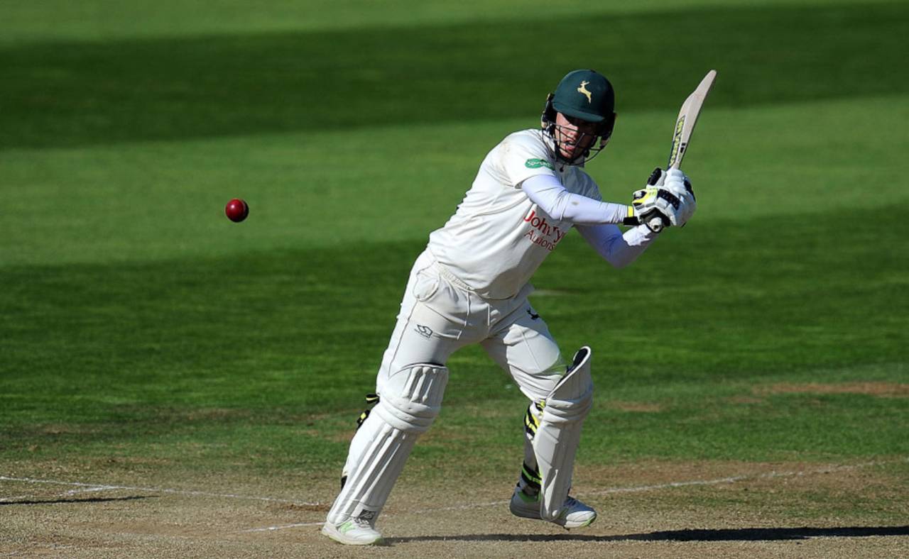Tom Moores recorded his second first-class hundred to put Notts on top&nbsp;&nbsp;&bull;&nbsp;&nbsp;Getty Images