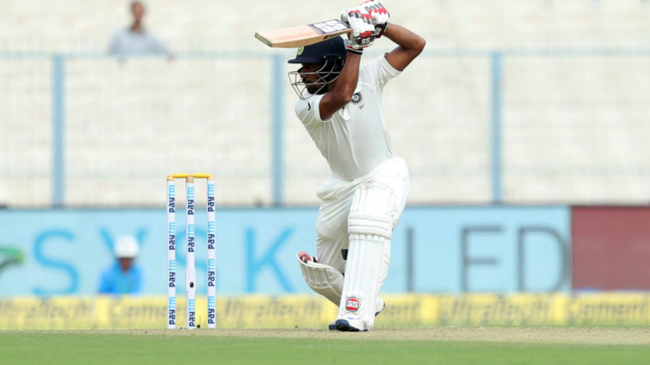 Wriddhiman Saha drives through the off side, India v Sri Lanka, 1st Test, 3rd Day, Kolkata, 18 November, 2017