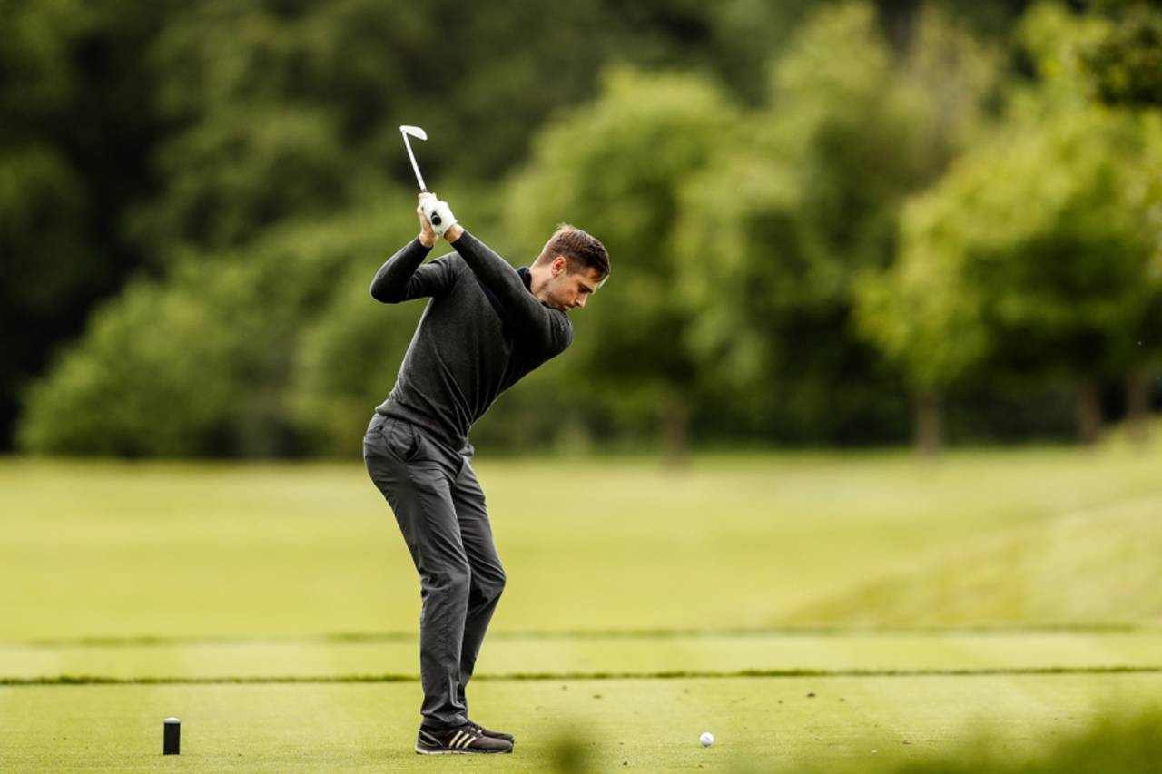 Chris Woakes plays golf during the PCA Team England Golf Day at The Grove, Watford, May 31, 2019