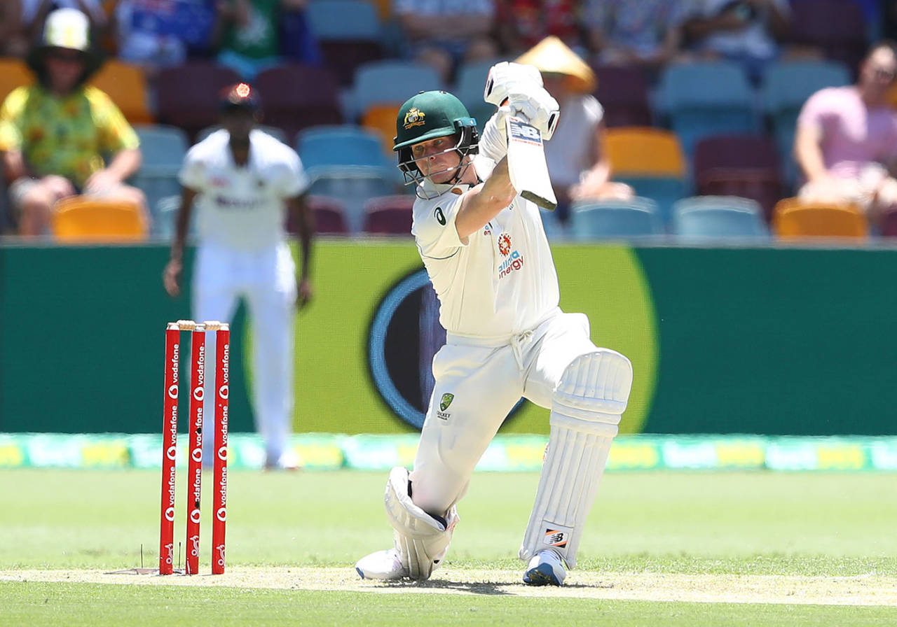 Steven Smith plays through the off side, Australia vs India, 4th Test, Brisbane, January 15, 2021