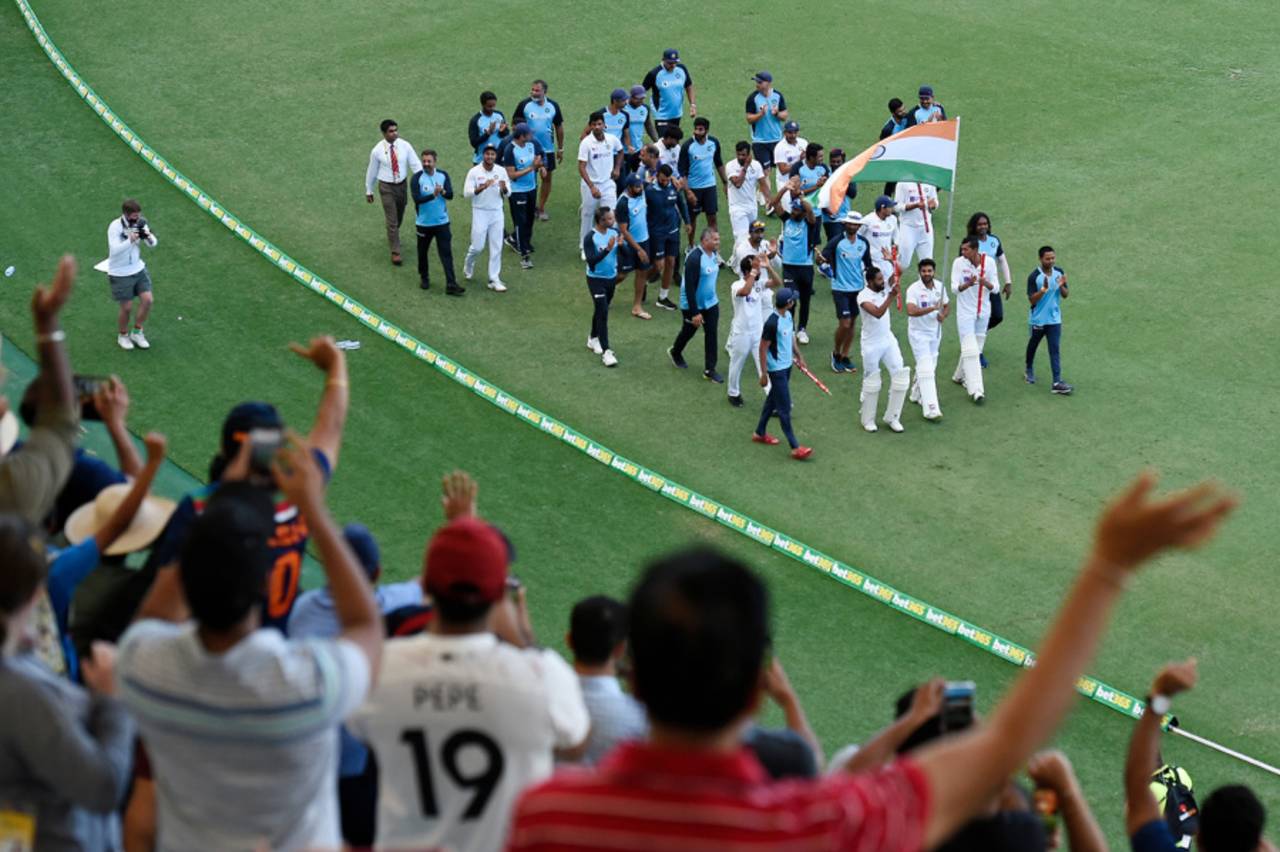 India's players take a victory lap around the ground, Australia vs India, 4th Test, Brisbane, 5th day, January 19, 2021