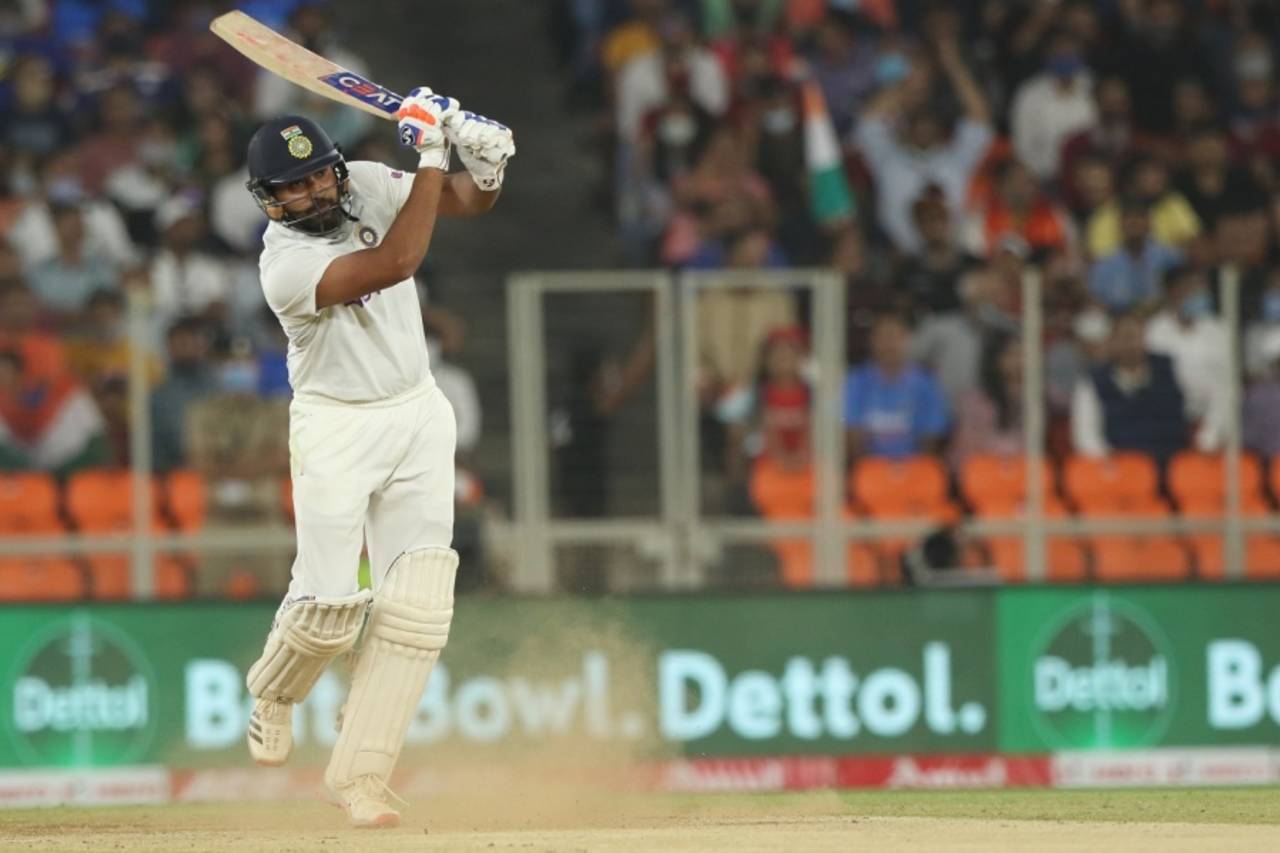 Rohit Sharma hammers one down the ground, India vs England, 3rd Test, Ahmedabad, Day 2, February 25, 2021