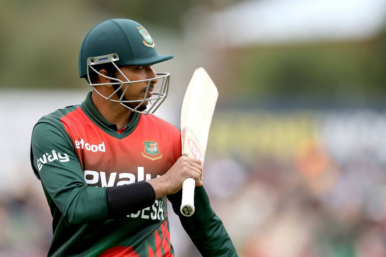 Soumya Sarkar walks back after getting dismissed, New Zealand vs Bangladesh, 1st ODI, Dunedin, March 20, 2021
