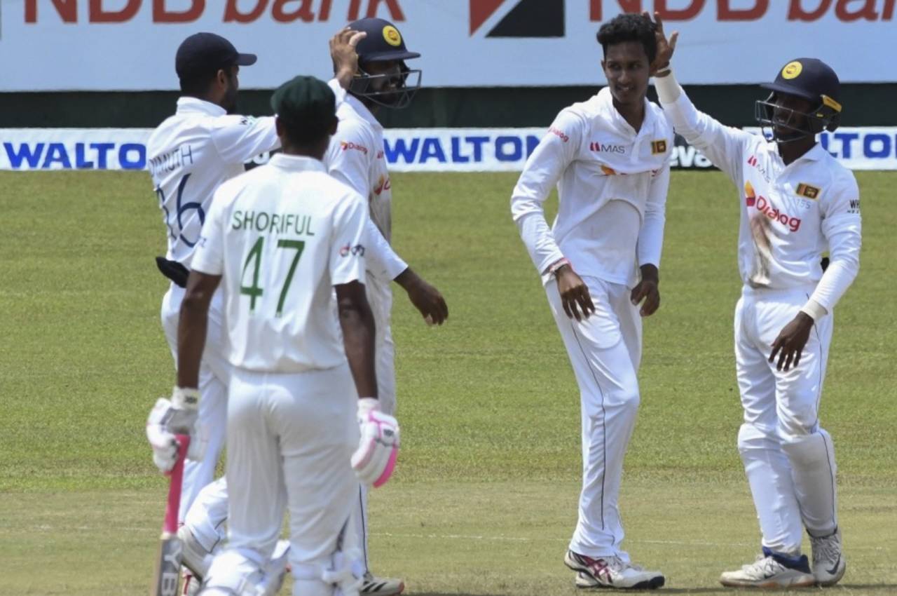 Praveen Jayawickrama claimed match figures of 11 for 178 on debut, Sri Lanka vs Bangladesh, 2nd Test, Pallekele, 5th day, May 3, 2021