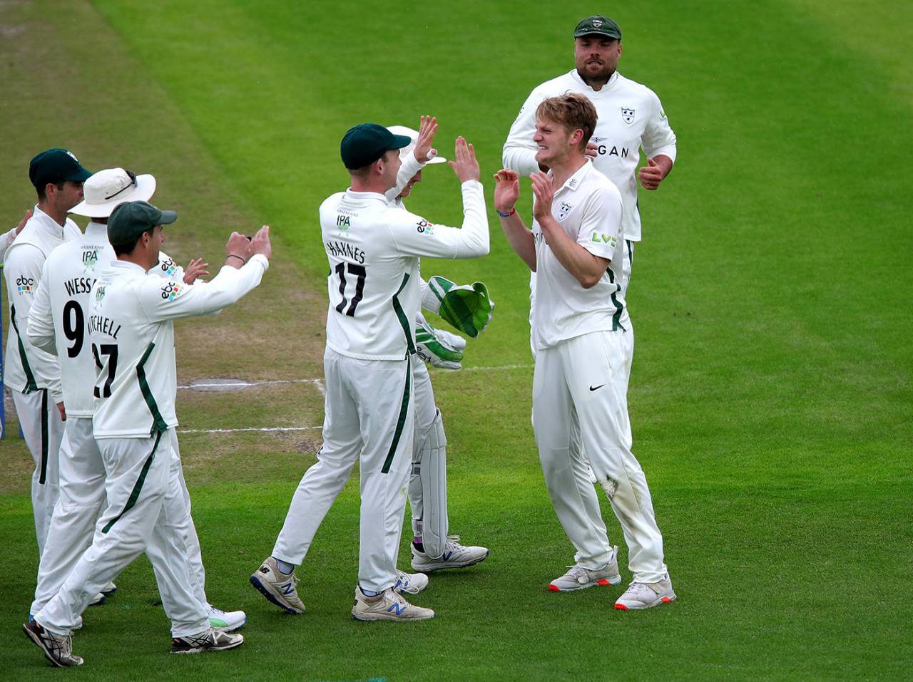 Dillon Pennington celebrates an early wicket&nbsp;&nbsp;&bull;&nbsp;&nbsp;Getty Images