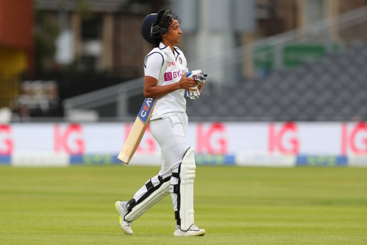 Harmanpreet Kaur fell cheaply in India's first innings, England v India, only Women's Test, Bristol, 3rd day, June 18, 2021