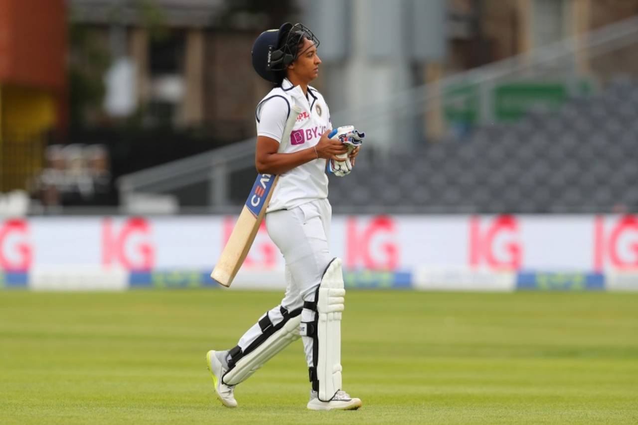 Harmanpreet Kaur fell cheaply in India's first innings, England v India, only Women's Test, Bristol, 3rd day, June 18, 2021