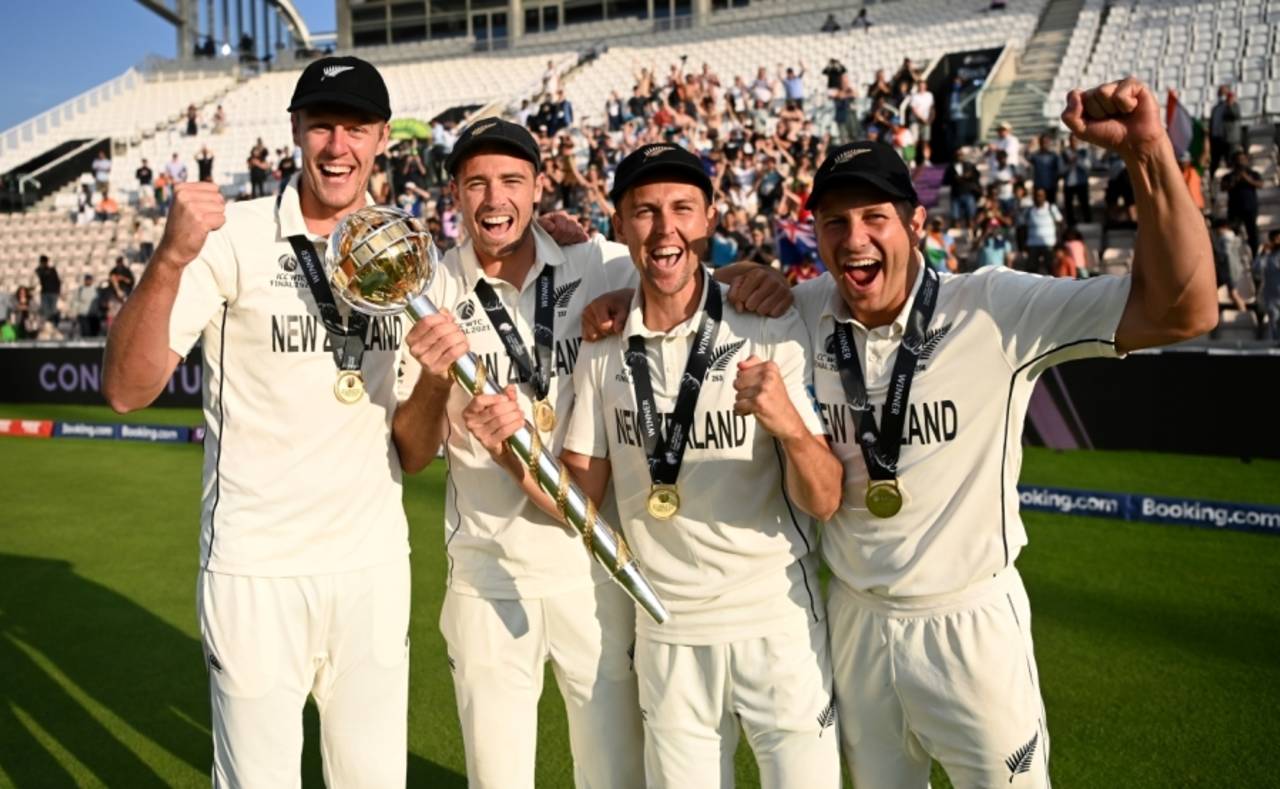 New Zealand's pace quartet enjoys the World Test Championship victory in Southampton&nbsp;&nbsp;&bull;&nbsp;&nbsp;ICC/Getty Images