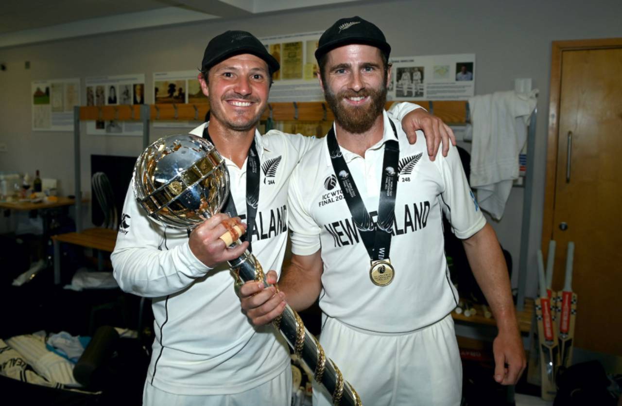 BJ Watling and Kane Williamson soak in the victory, India vs New Zealand, World Test Championship (WTC) final, Southampton, Day 6 - reserve day, June 23, 2021