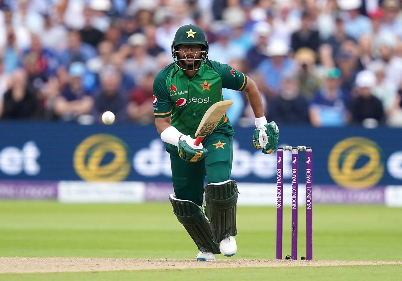 Imam-ul-Haq sets off for a run, England vs Pakistan, 3rd ODI, Edgbaston, July 13, 2021