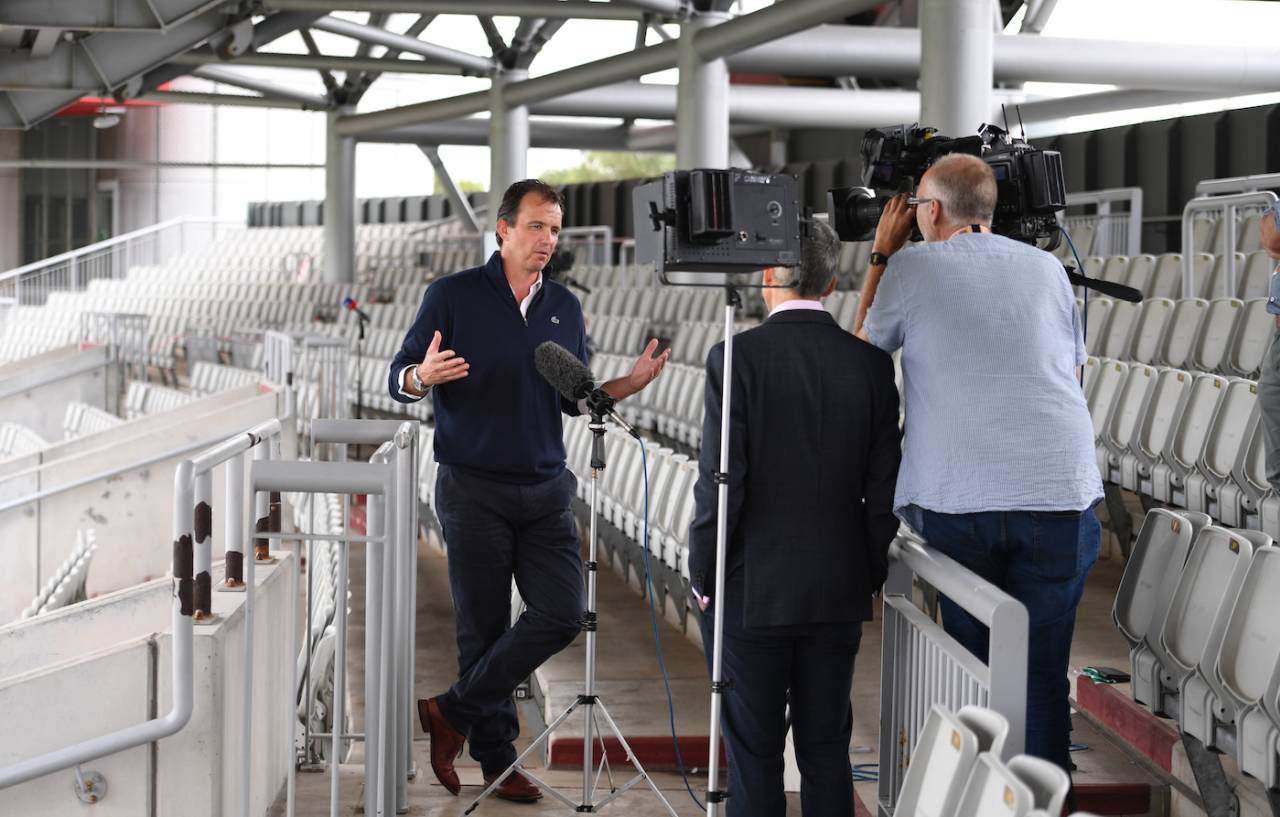 ECB chief executive Tom Harrison speaks to the media, England vs India, 5th Test, Manchester, 1st day, September 10, 2021