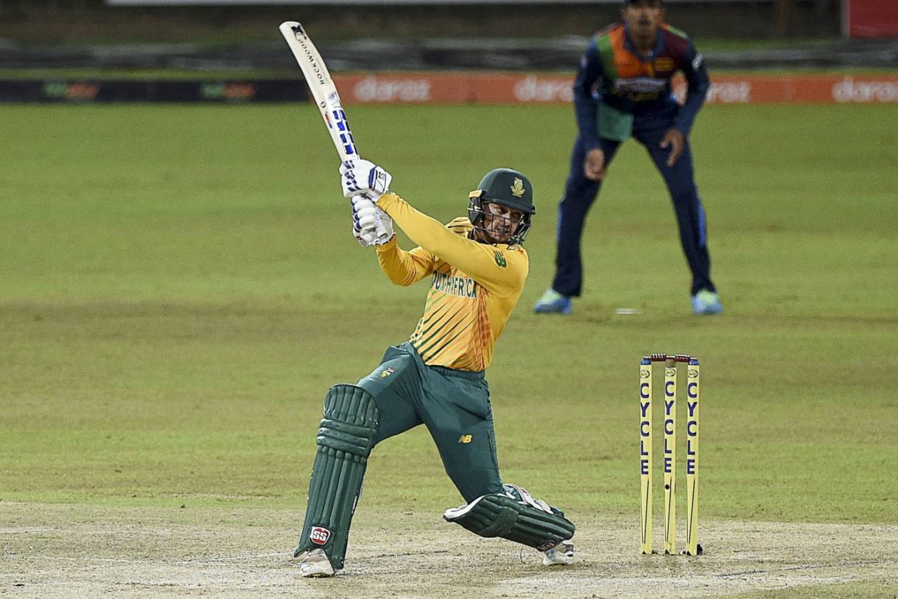 Quinton de Kock hits through the off side, Sri Lanka vs South Africa, 2nd T20I, Colombo, September 12, 2021