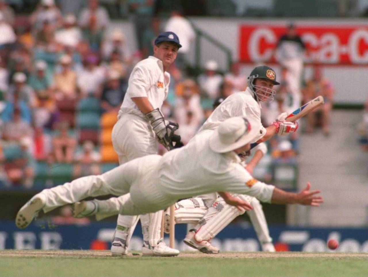 Michael Slater dispatches Phil Tuffnell for four, first day, first Test, Australia vs England, The Ashes, Brisbane, November 25, 1994,