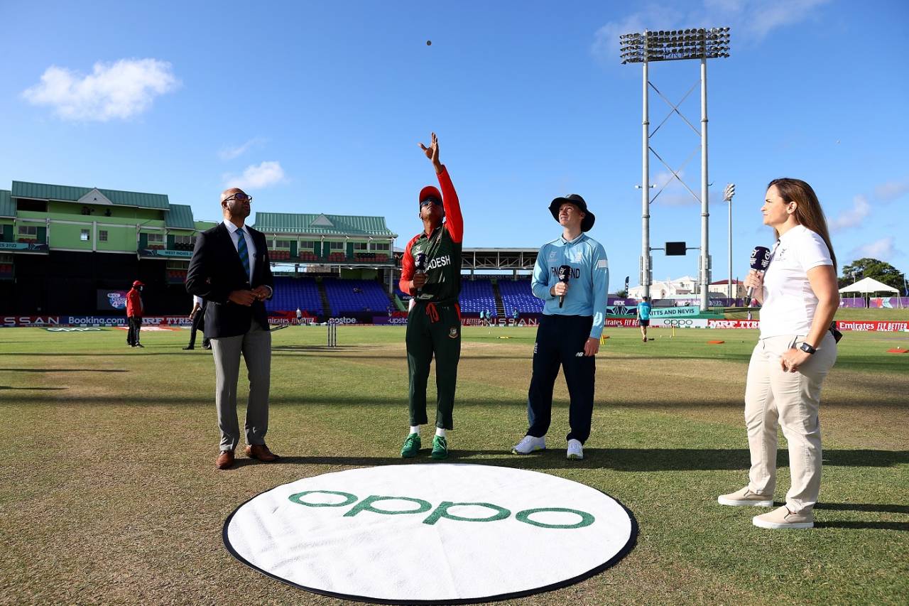 Rakibul Hasan and Tom Prest at the toss, Bangladesh vs England, Under-19 World Cup, Basseterre, January 16, 2022