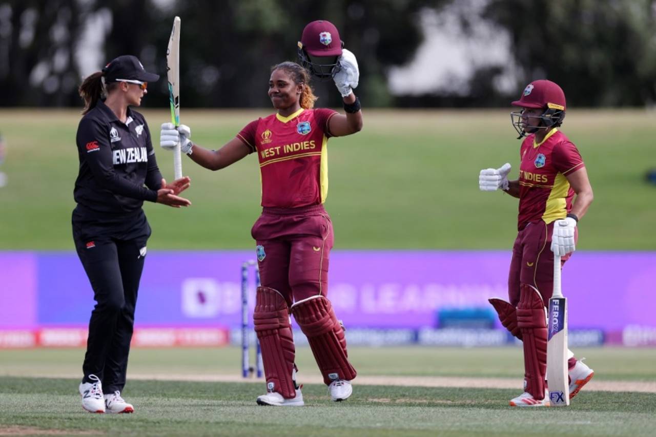 Hayley Matthews hit the first century of the 2022 Women's World Cup, New Zealand v West Indies, Women's World Cup, Mount Maunganui, March 4, 2022
