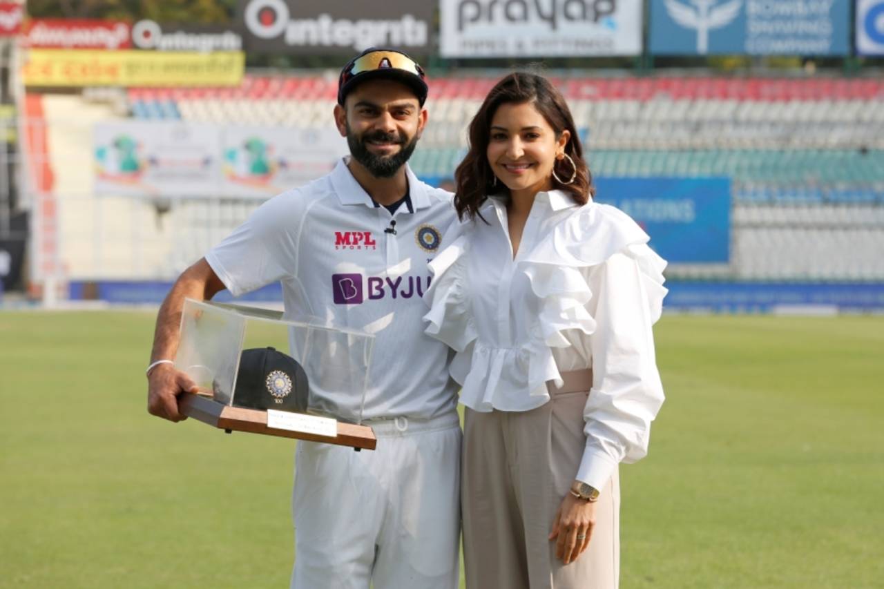 Virat Kohli with wife Anushka Sharma on the morning of his 100th Test, India vs Sri Lanka, 1st Test, Mohali, 1st day, March 4, 2022