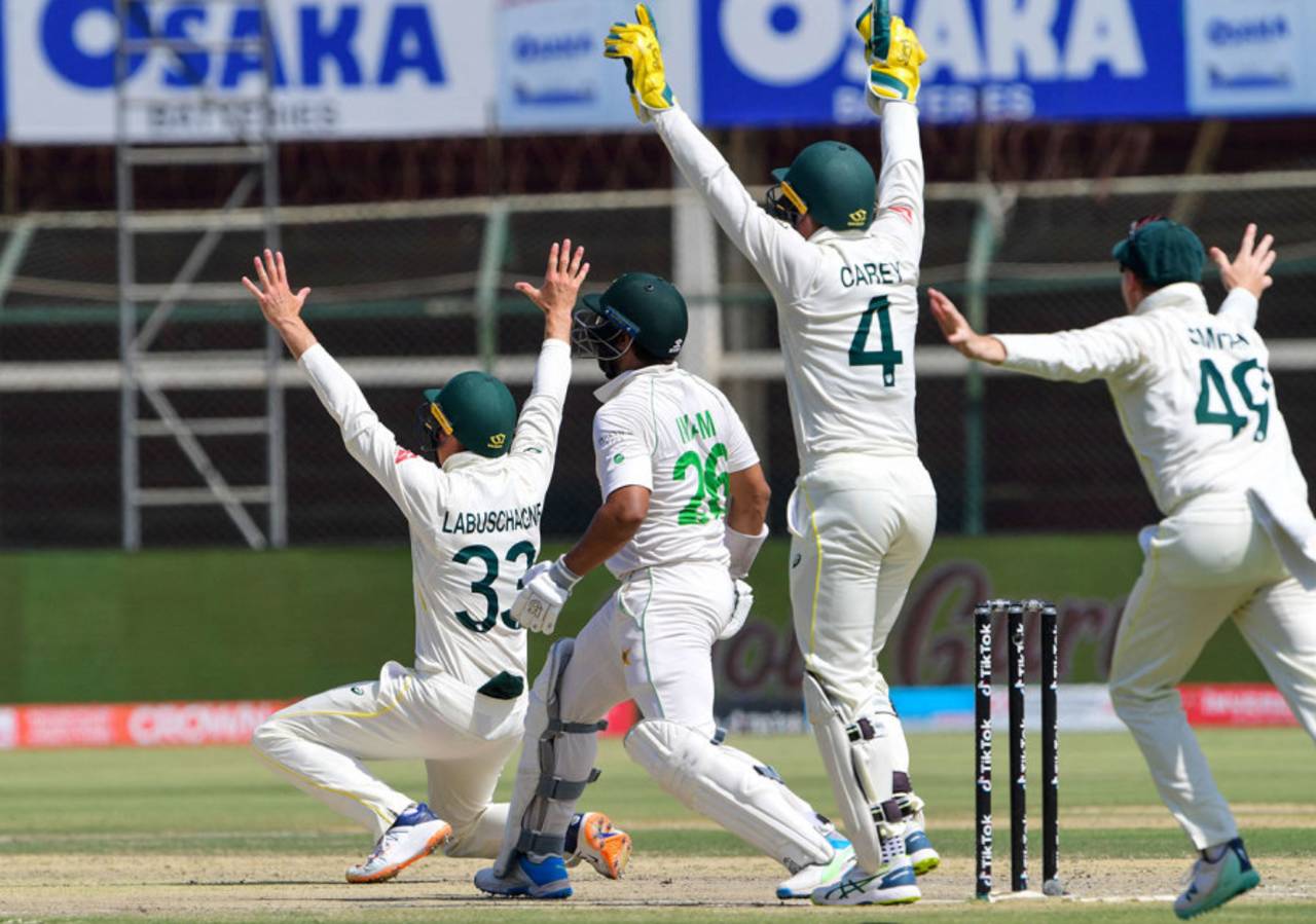 Australia appeal successfully for the wicket of Imam-ul-Haq, Pakistan vs Australia, 2nd Test, Karachi, March 15, 2022