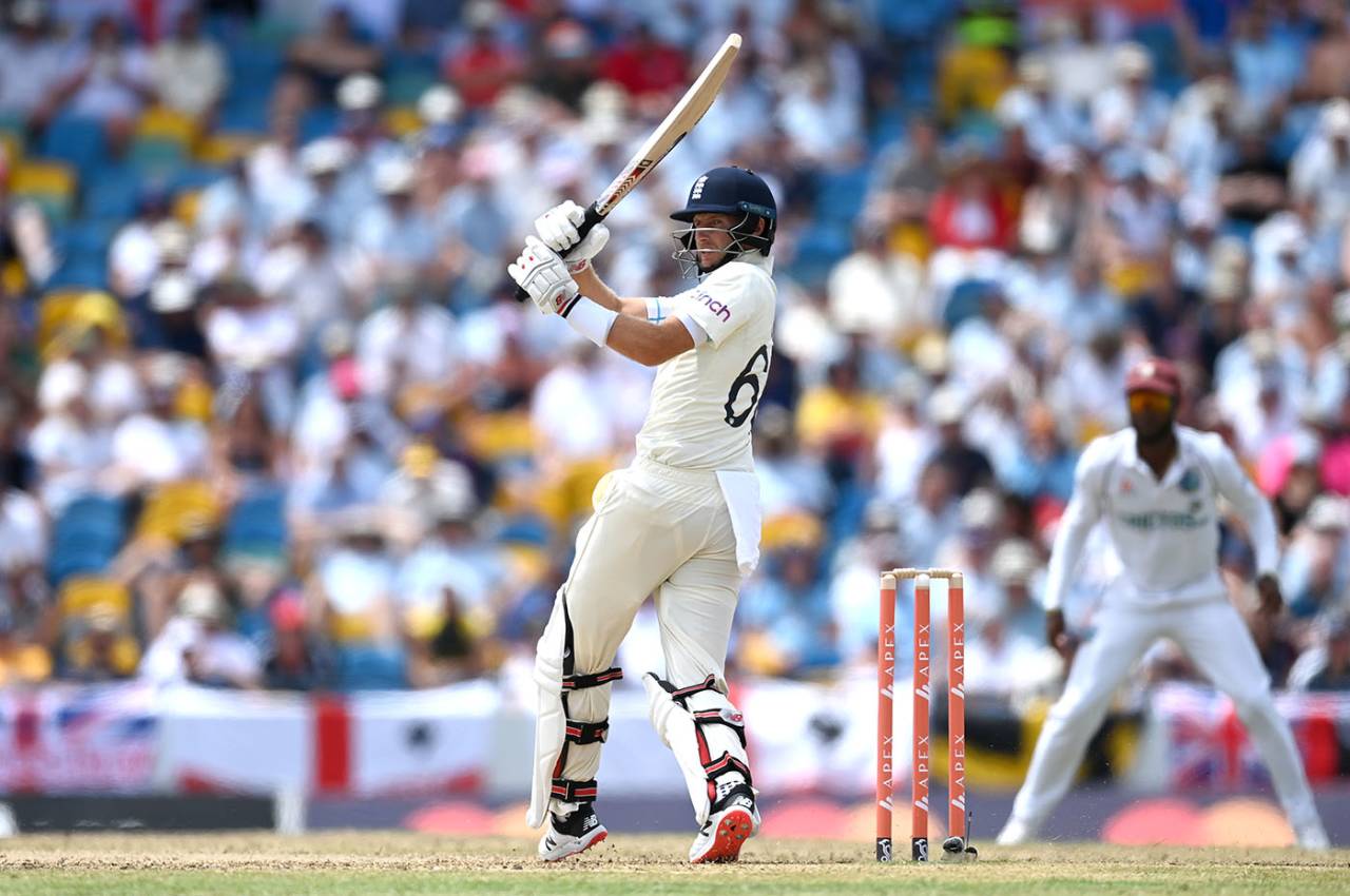 Joe Root deals with a short ball, West Indies vs England, 2nd Test, Kensington Oval, 1st day, Barbados, March 16, 2022