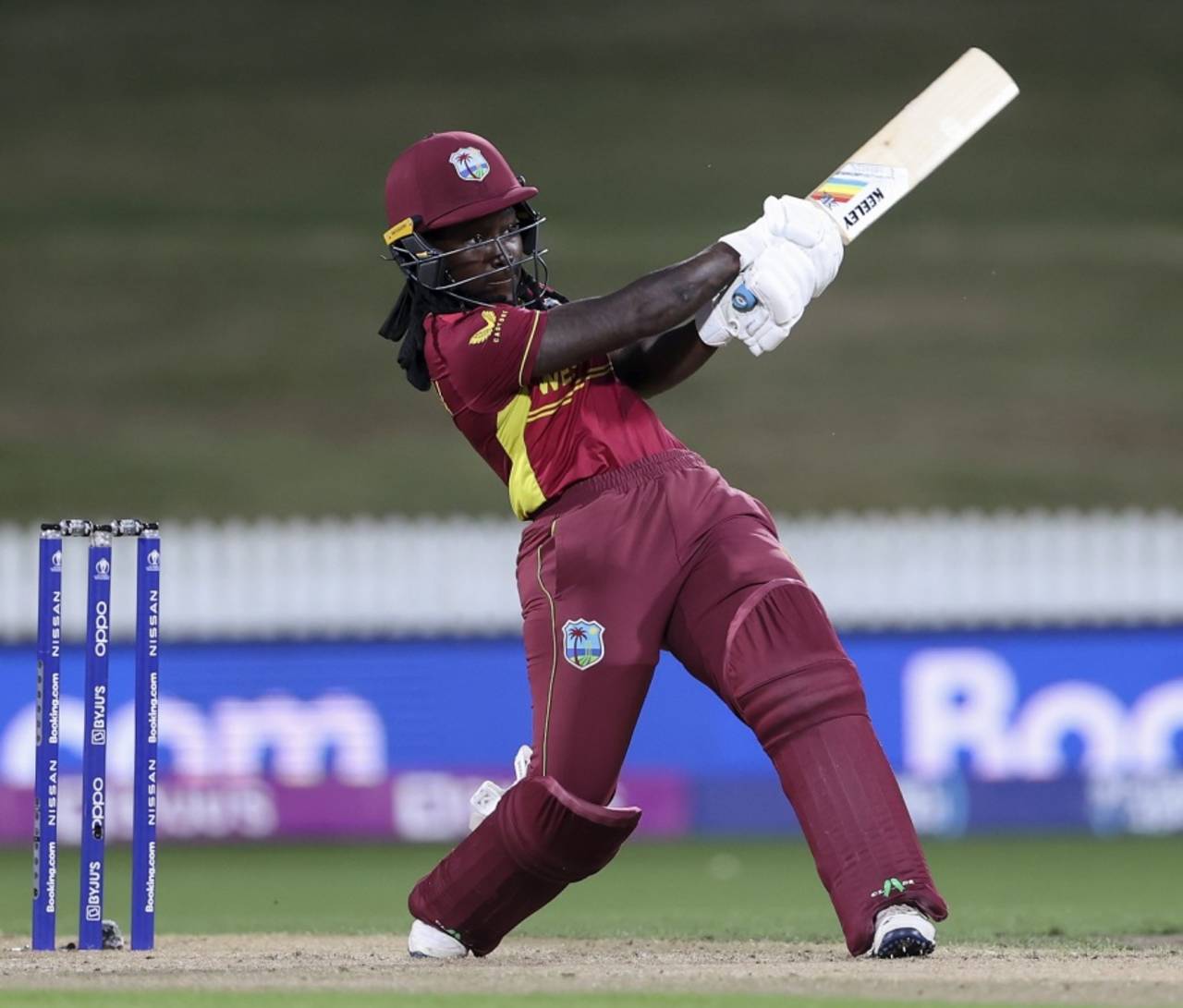 Deandra Dottin bashes one down the ground, West Indies vs Pakistan, Women's World Cup 2022, Hamilton, March 21, 2022