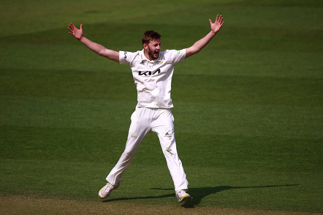 Gus Atkinson struck twice during the afternoon, Surrey vs Northamptonshire, LV= Insurance Championship, Division One, May 7, 2022