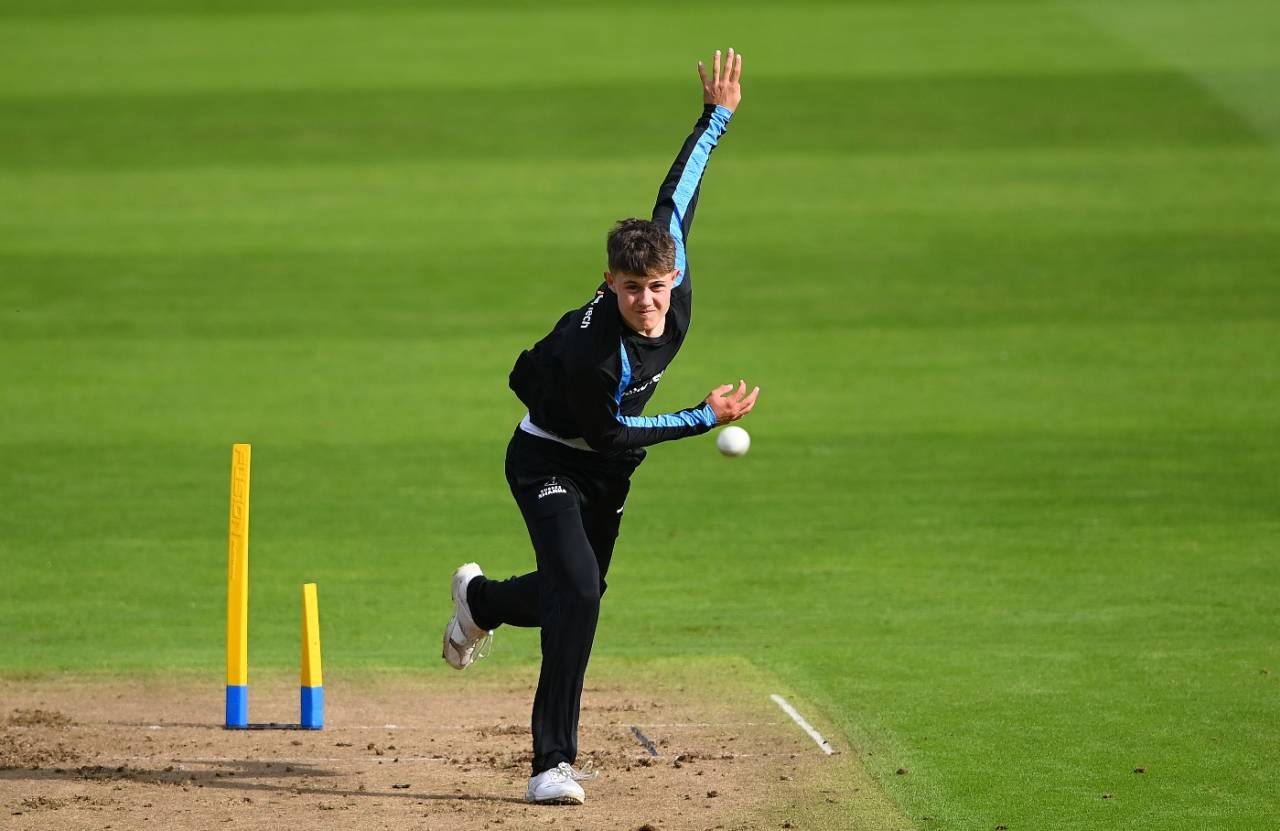 Archie Lenham of Sussex bowls during a net session ahead of Vitality T20 Blast Finals Day, Edgbaston, September 17, 2021