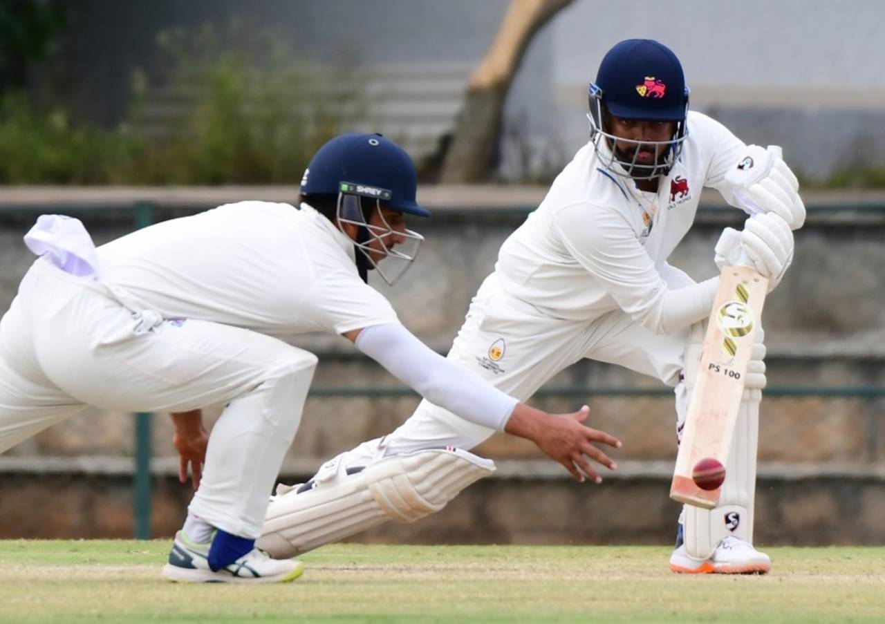 Prithvi Shaw survived an early drop to score a 71-ball 64 in Mumbai's second innings&nbsp;&nbsp;&bull;&nbsp;&nbsp;Special Arrangement