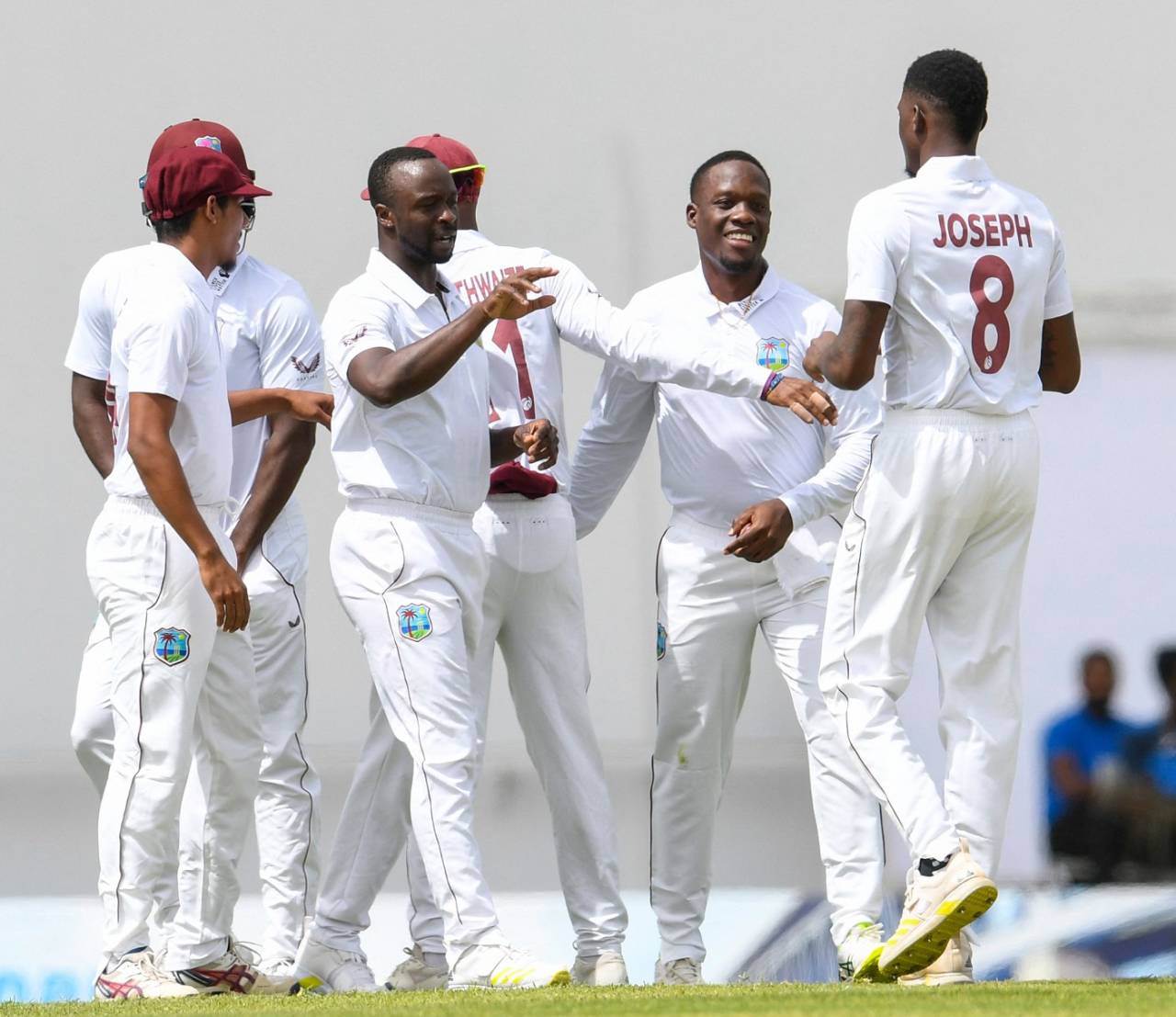 Kemar Roach picked up two wickets while Alzarri Joseph had three to show, West Indies vs Bangladesh, 1st Test, Antigua, Day 1, June 16, 2022
